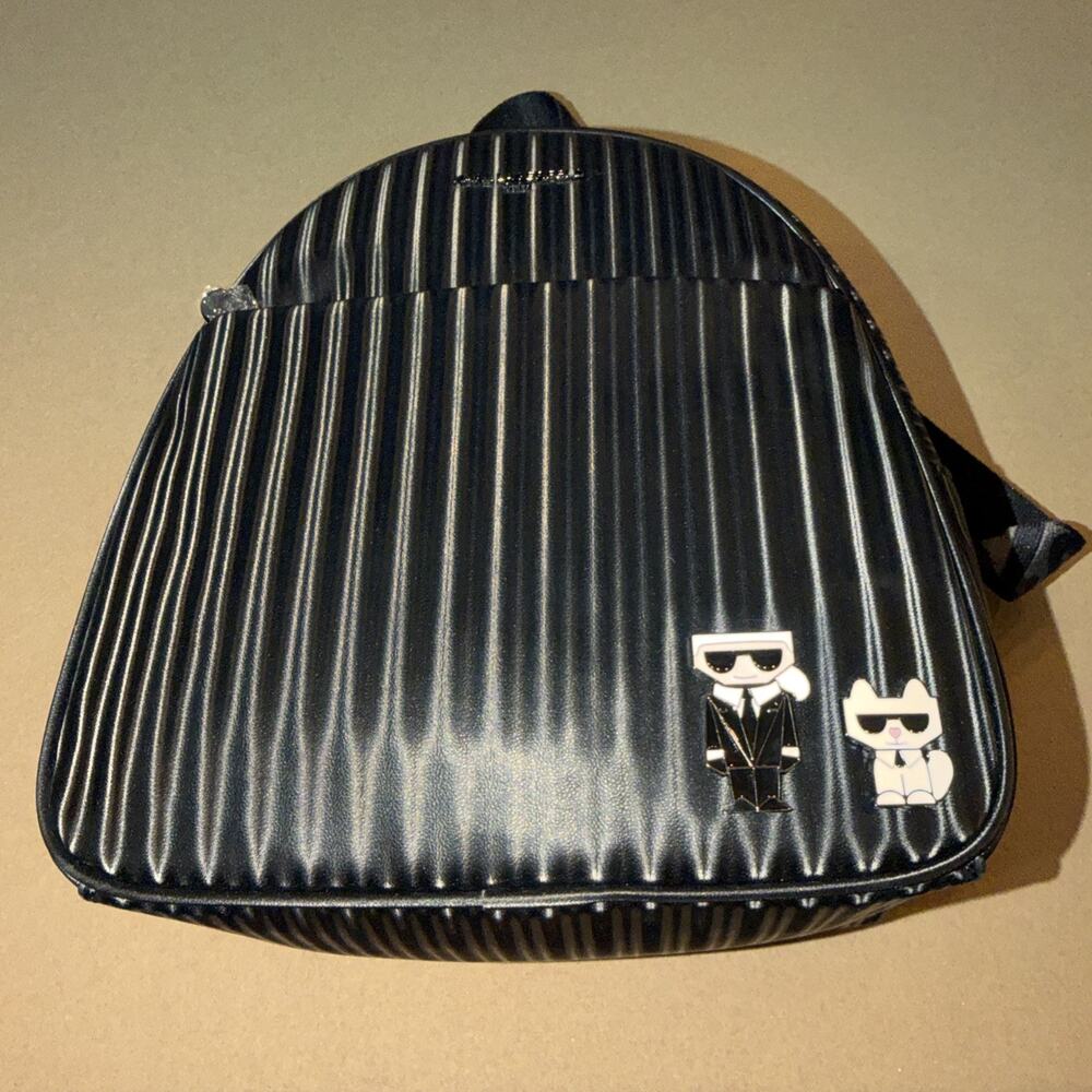 Karl Lagerfeld Paris Mini Backpack Black Silver LH4KZ8CJ BSV Logo